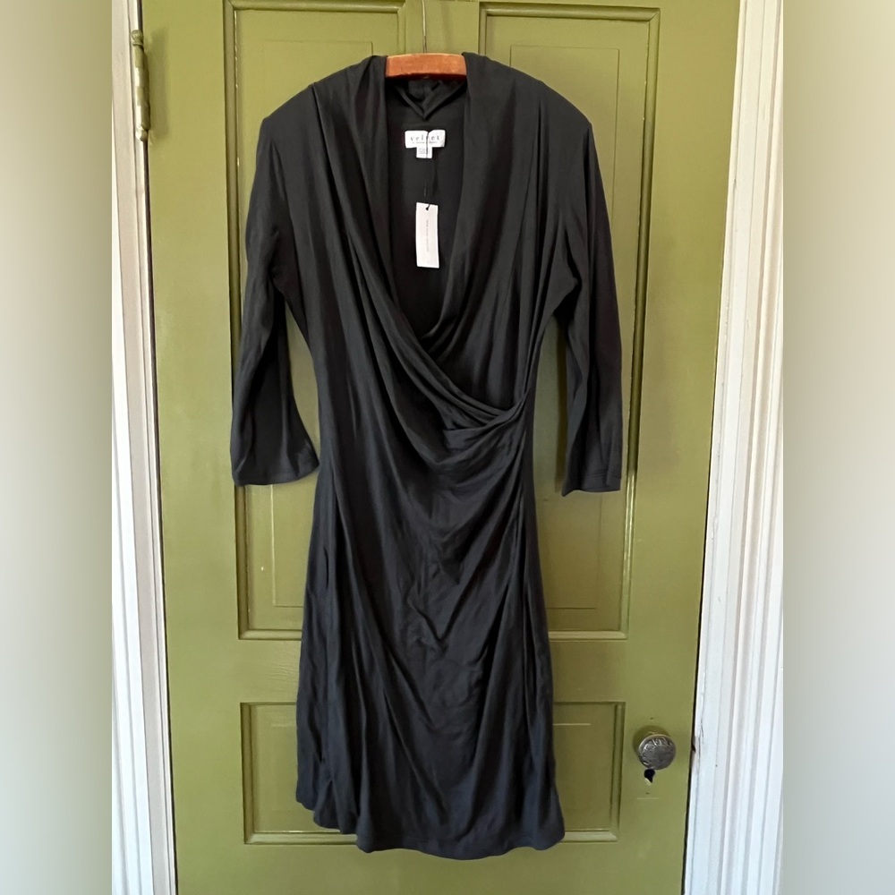 Velvet by Graham & Spencer Elegant Charcoal Long Sleeve Dress